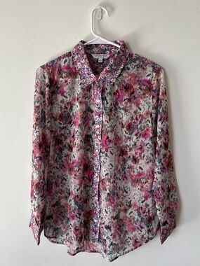 Watercolor print 🎨 Liverpool button-down blouse | Small